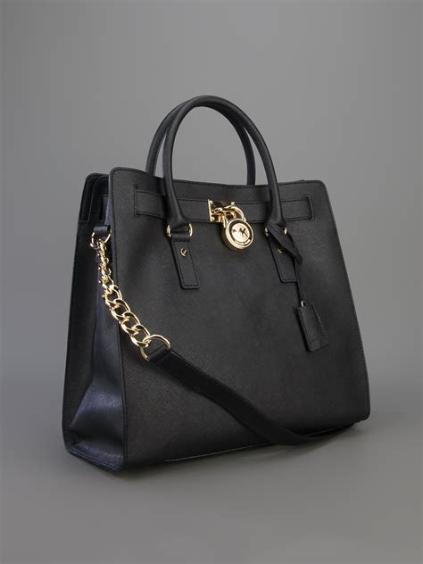 michael kors hamilton large tote black silver